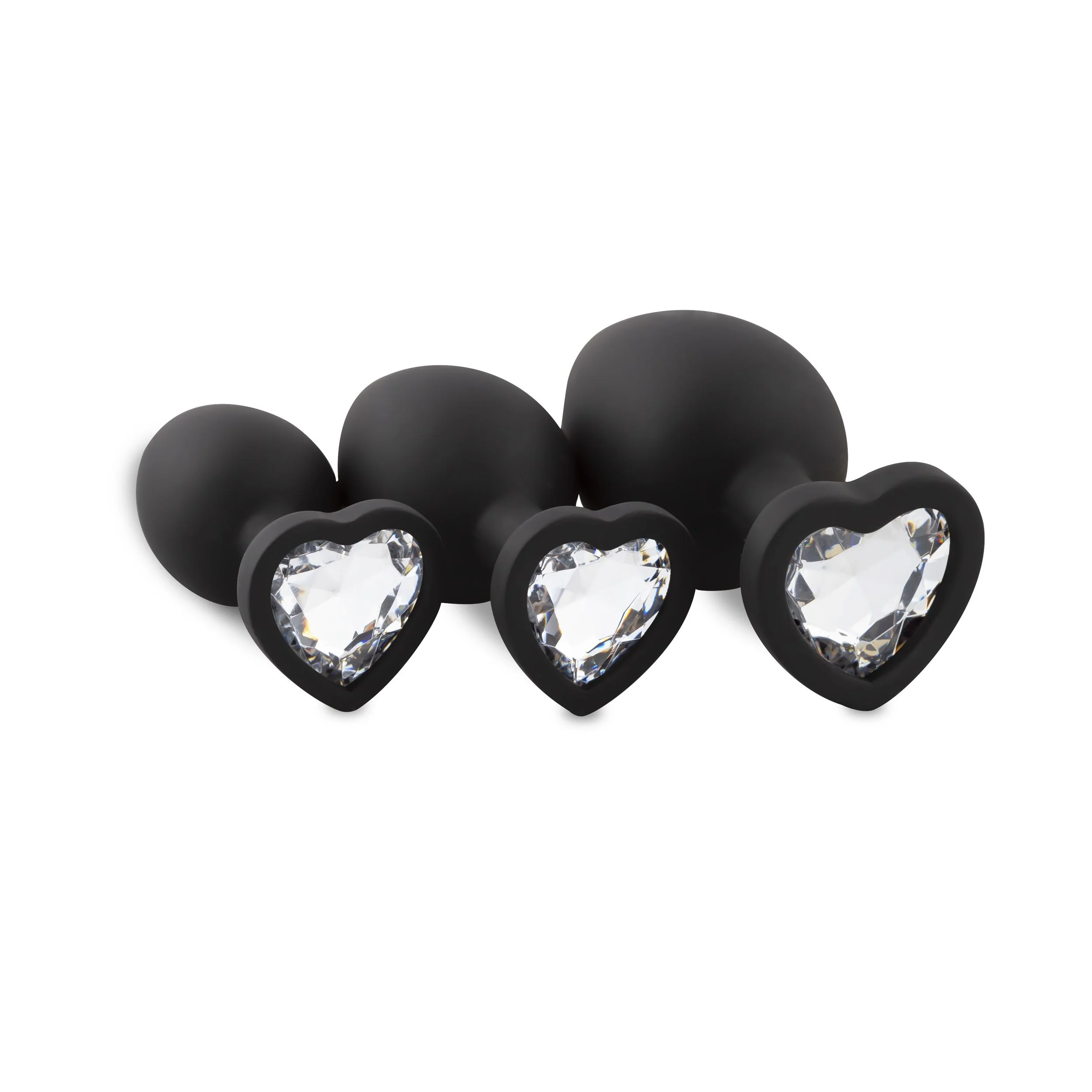 Siliconen Buttplug Set Met Diamantjes - Hart Siliconen Buttplug Set Met Diamantjes - Hart
