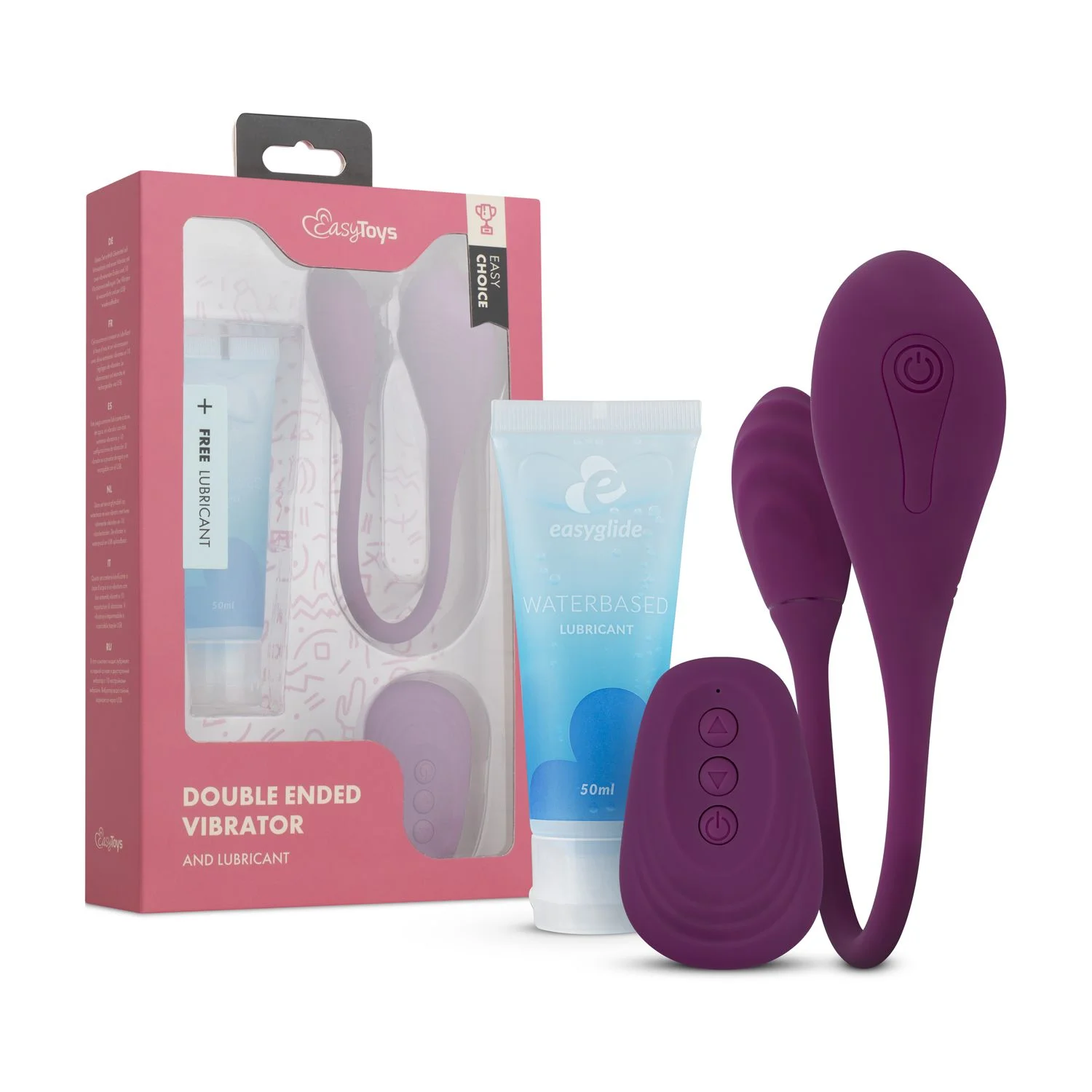 Easy Choice - Vibrerende Dubbele Stimulator & Glijmiddel - Gift Set Easy Choice - Vibrerende Dubbele Stimulator & Glijmiddel - Gift Set